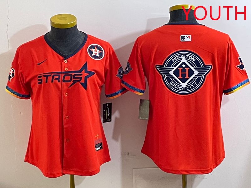 Youth Houston Astros Blank Orange Fourth generation Joint Name 2025 Nike MLB Jersey style 16->youth mlb jersey->Youth Jersey